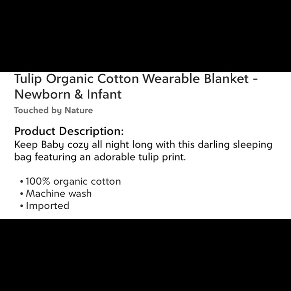 •Tulip Organic Cotton Wearable Blanket - Picture 2 of 2